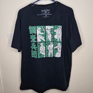ATTACK ON TITAN Black and Green Graphic Shirt Sleeve T-shirt Size XL